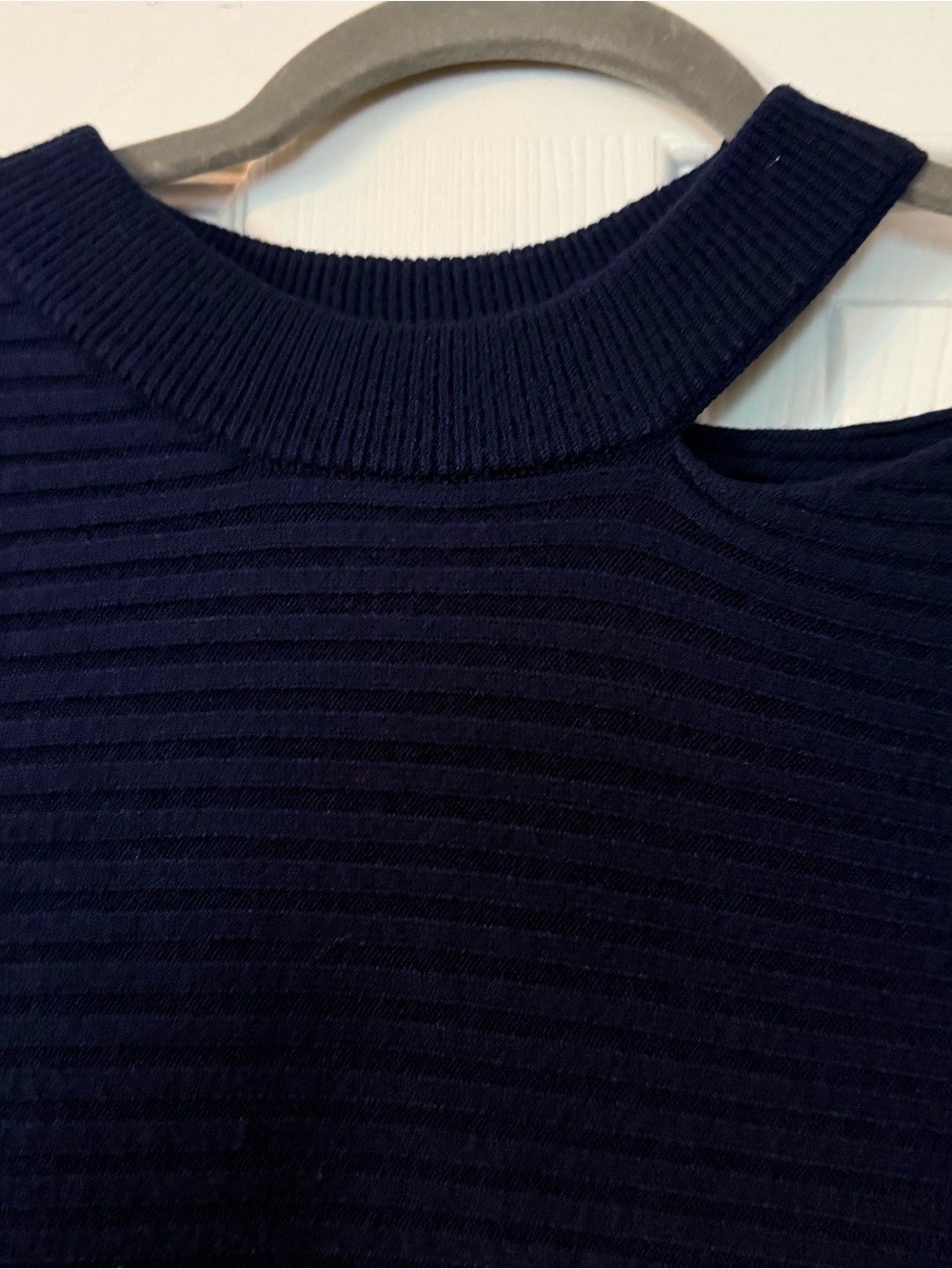 Navy Off-Shoulder Sweater - Picture 3 of 7
